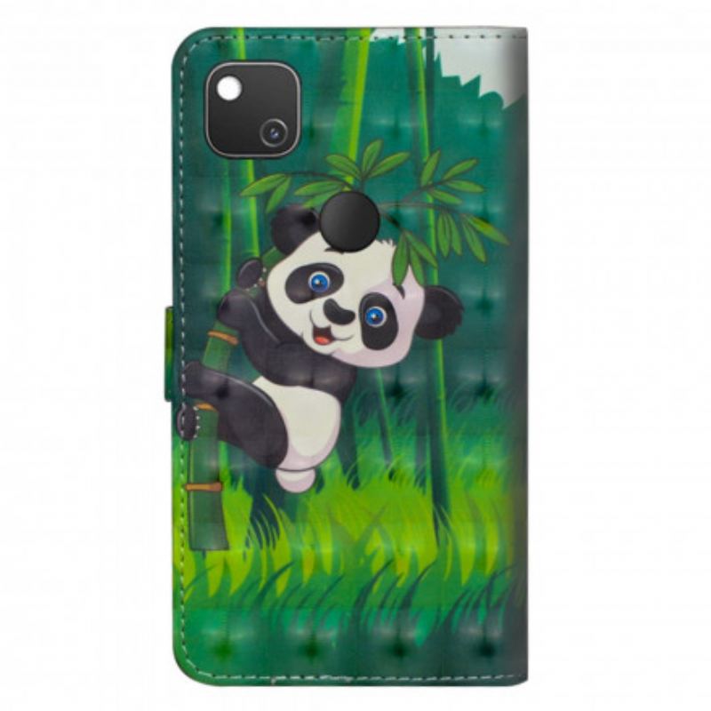 Capa Flip Para Google Pixel 4A Panda E Bambu