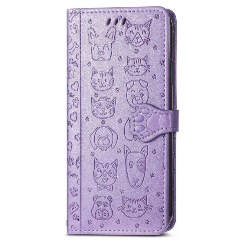 Capa De Couro Para Samsung Galaxy M13 Animais Animados