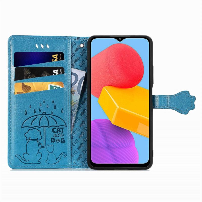 Capa De Couro Para Samsung Galaxy M13 Animais Animados