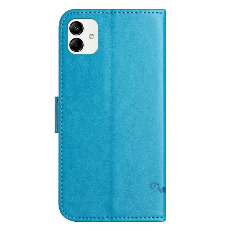 Capa De Couro Para Samsung Galaxy M13 De Cordão Flores De Tiras