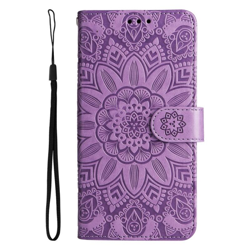 Capa De Couro Para Samsung Galaxy M13 De Cordão Girassol Strappy