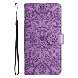 Capa De Couro Para Samsung Galaxy M13 De Cordão Girassol Strappy