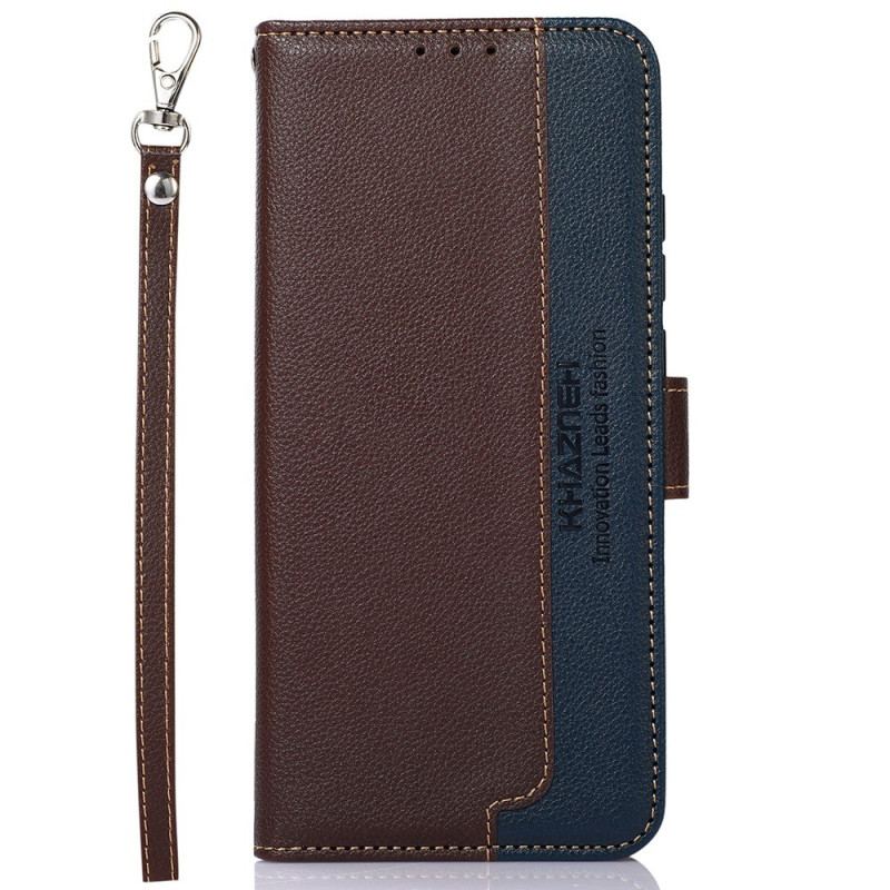 Capa De Couro Para Samsung Galaxy M13 Estilo Lichia Rfid Khazneh