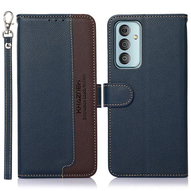 Capa De Couro Para Samsung Galaxy M13 Estilo Lichia Rfid Khazneh