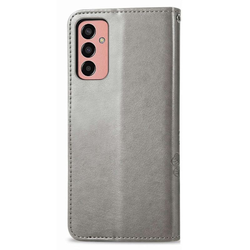 Capa De Couro Para Samsung Galaxy M13 Floral Com Alça