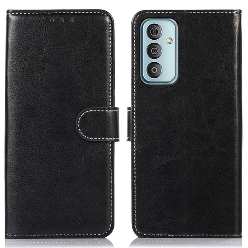 Capa Em Pele Para Samsung Galaxy M13 Estilo De Couro E Costuras