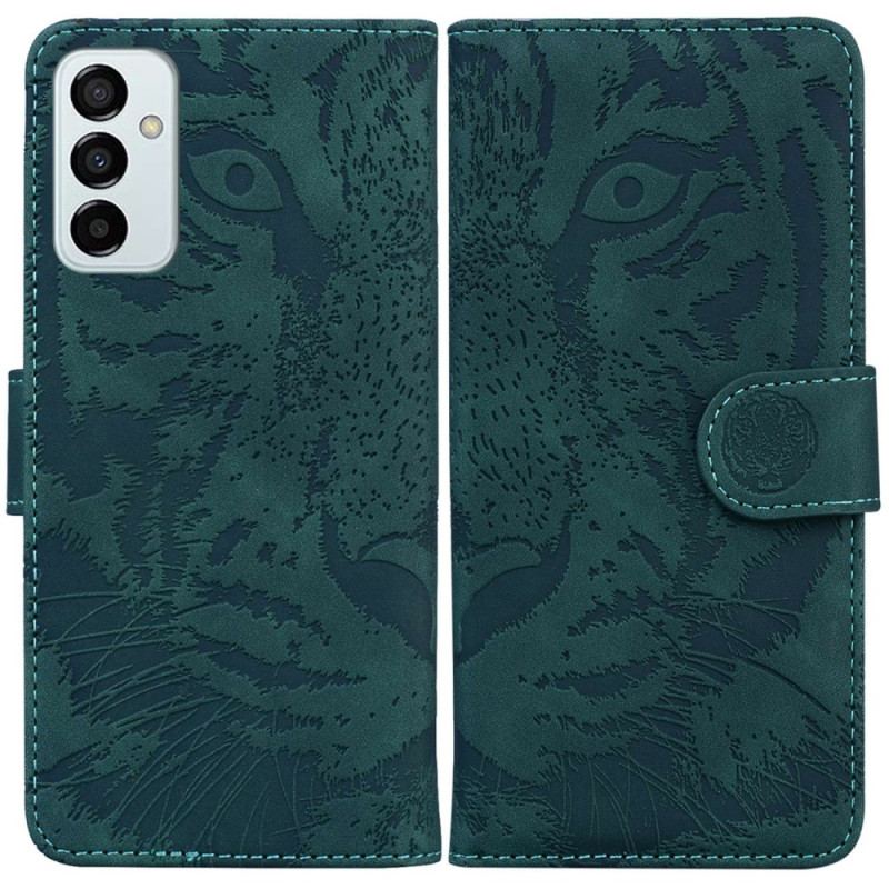 Capa Em Pele Para Samsung Galaxy M13 Pegada De Tigre