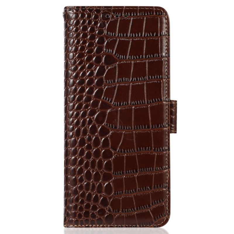 Capa Em Pele Para Samsung Galaxy M13 Rfid Estilo Crocodilo