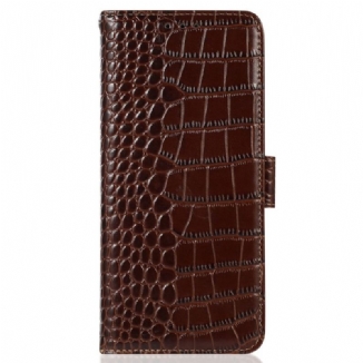 Capa Em Pele Para Samsung Galaxy M13 Rfid Estilo Crocodilo