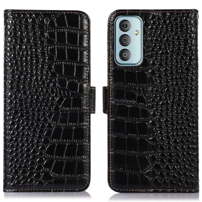 Capa Em Pele Para Samsung Galaxy M13 Rfid Estilo Crocodilo