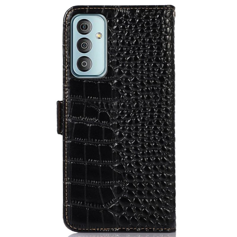 Capa Em Pele Para Samsung Galaxy M13 Rfid Estilo Crocodilo