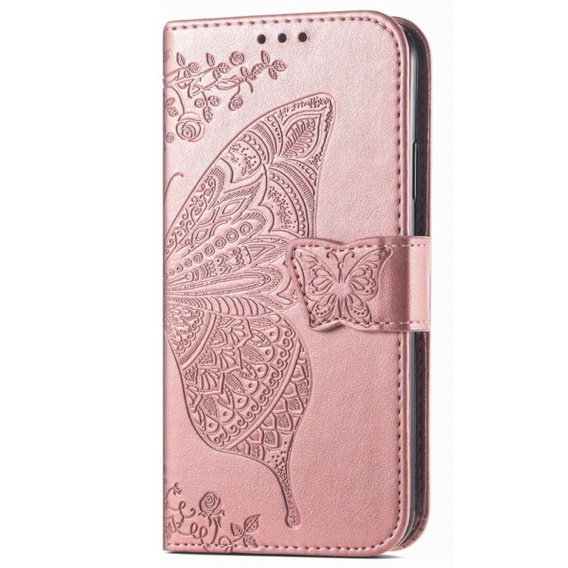 Capa Flip Para Samsung Galaxy M13 Borboleta Barroca