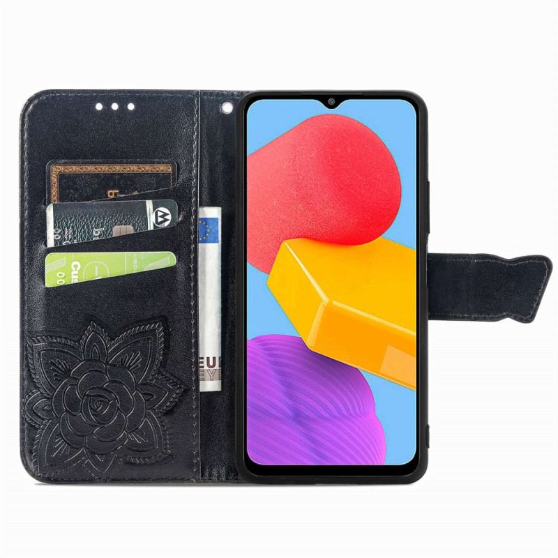 Capa Flip Para Samsung Galaxy M13 Borboleta Barroca