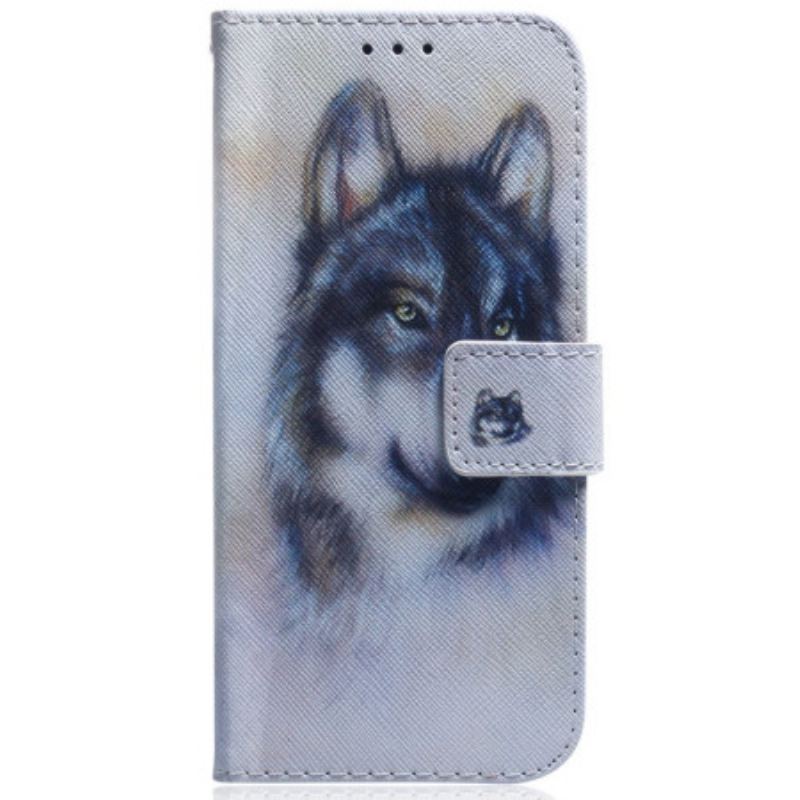 Capa Flip Para Samsung Galaxy M13 De Cordão Cachorro Strappy Aquarela