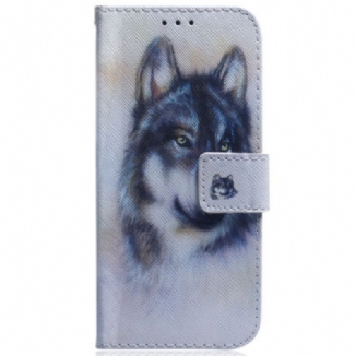 Capa Flip Para Samsung Galaxy M13 De Cordão Cachorro Strappy Aquarela