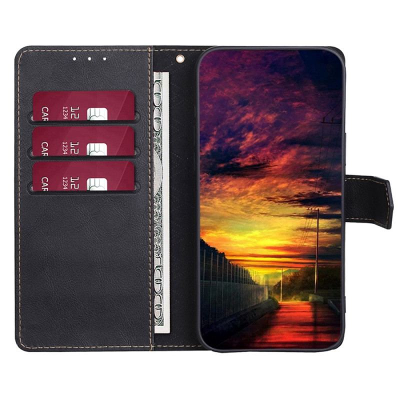 Capa Flip Para Samsung Galaxy M13 Couro Falso Vintage E Costura