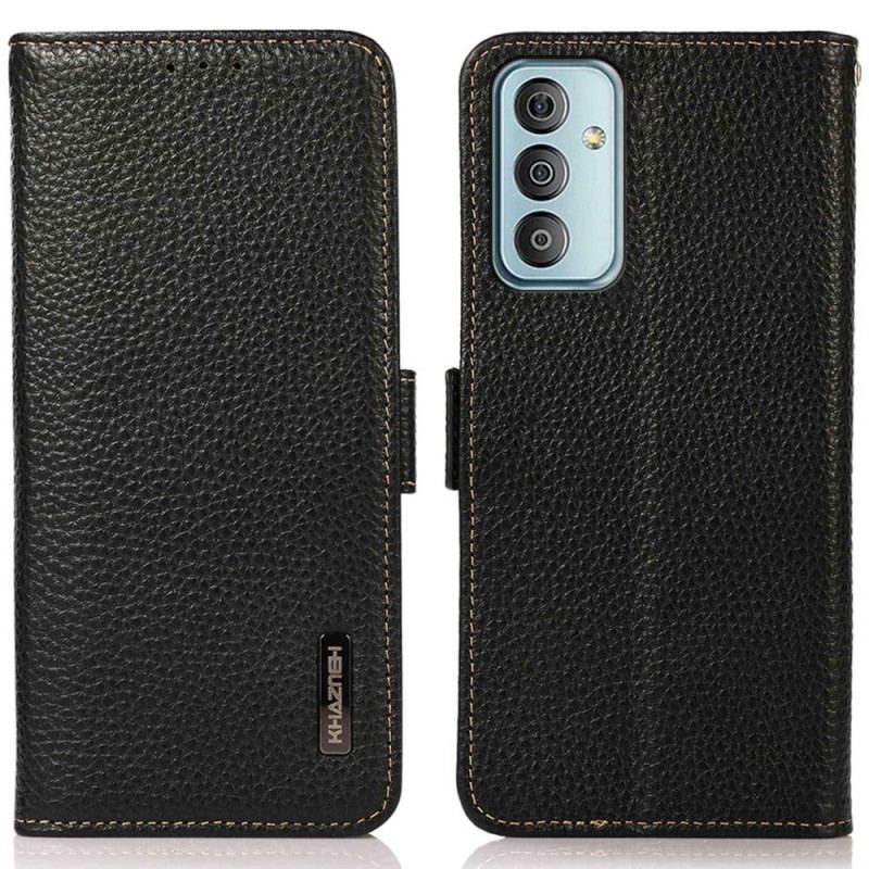 Capa Flip Para Samsung Galaxy M13 Couro De Lichia Khazneh Rfid