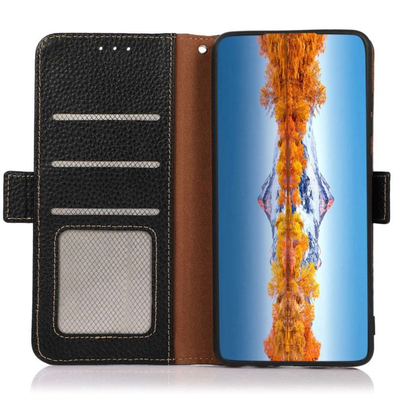 Capa Flip Para Samsung Galaxy M13 Couro De Lichia Khazneh Rfid