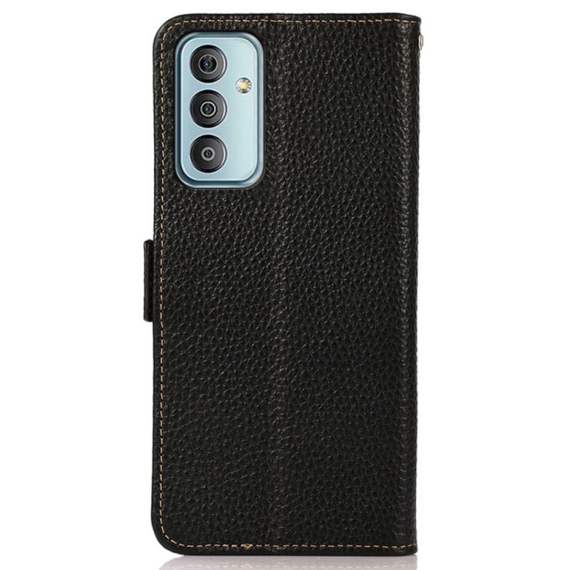 Capa Flip Para Samsung Galaxy M13 Couro De Lichia Khazneh Rfid