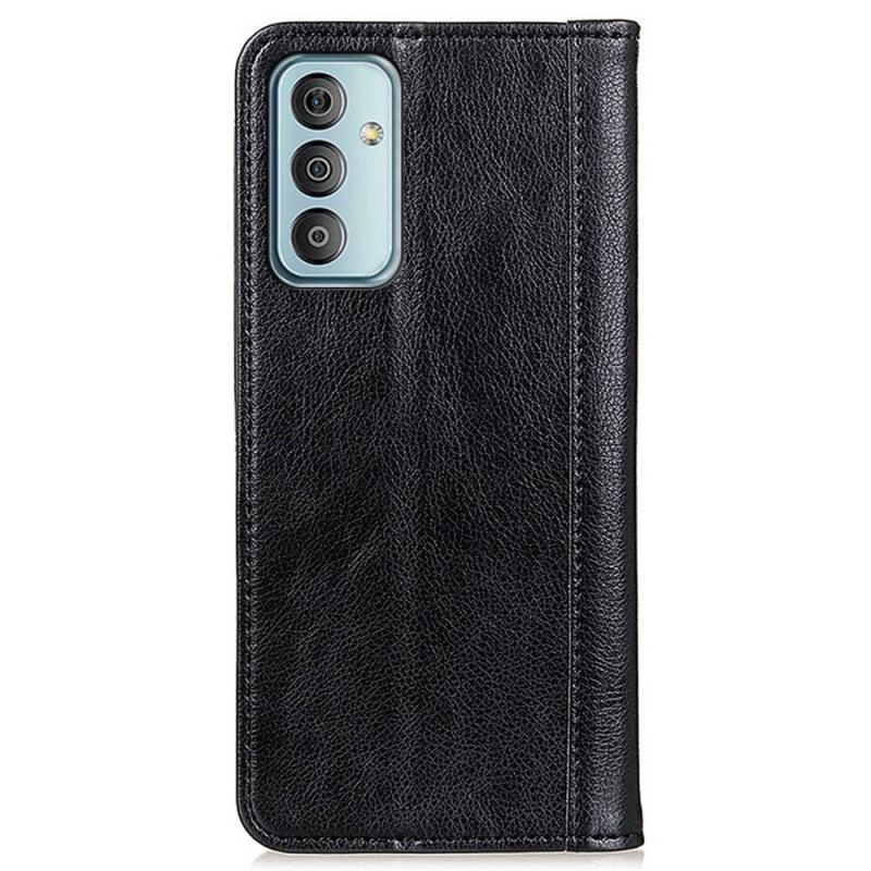 Capa Flip Para Samsung Galaxy M13 Couro Rachado De Lichia