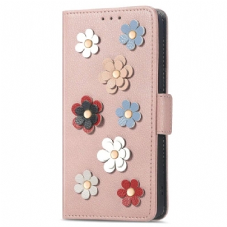 Capa Flip Para Samsung Galaxy M13 Flores 3d