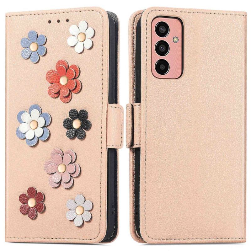 Capa Flip Para Samsung Galaxy M13 Flores 3d