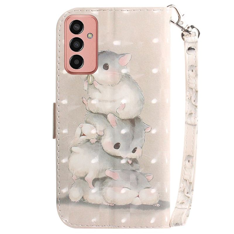 Capa Flip Para Samsung Galaxy M13 Hamsters Com Cordão