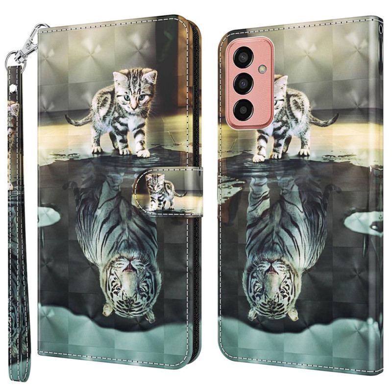 Capa Flip Para Samsung Galaxy M13 Sonho De Gatinho Com Cordão