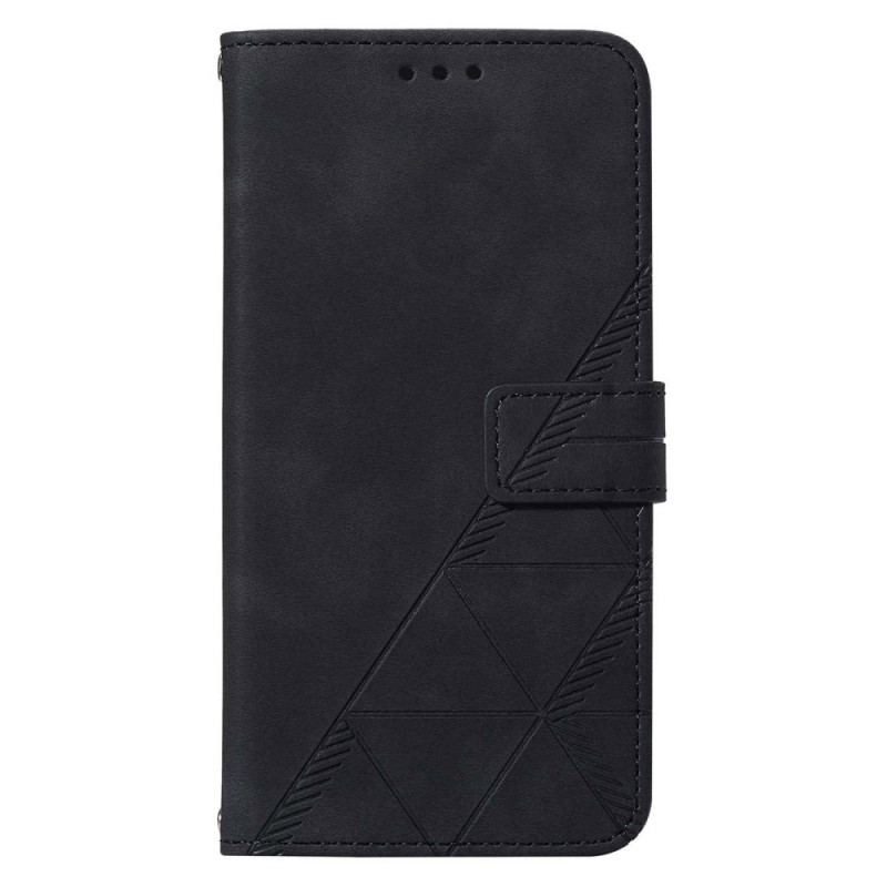 Capa De Couro Para Samsung Galaxy A54 5G De Cordão Cintas Triângulos