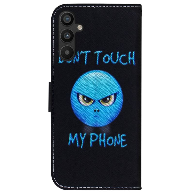 Capa De Couro Para Samsung Galaxy A54 5G Emoji Não Toque No Meu Telefone