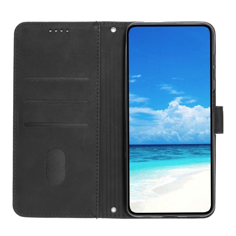 Capa De Couro Para Samsung Galaxy A54 5G Sorria Com Cordão