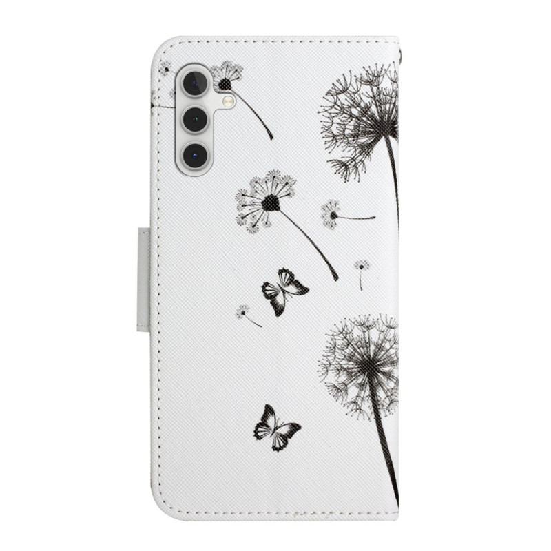 Capa Em Pele Para Samsung Galaxy A54 5G De Cordão Cordão Dente-de-leão