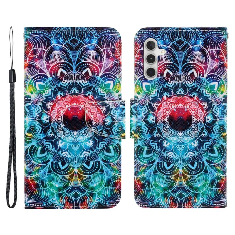 Capa Em Pele Para Samsung Galaxy A54 5G De Cordão Mandala Strappy