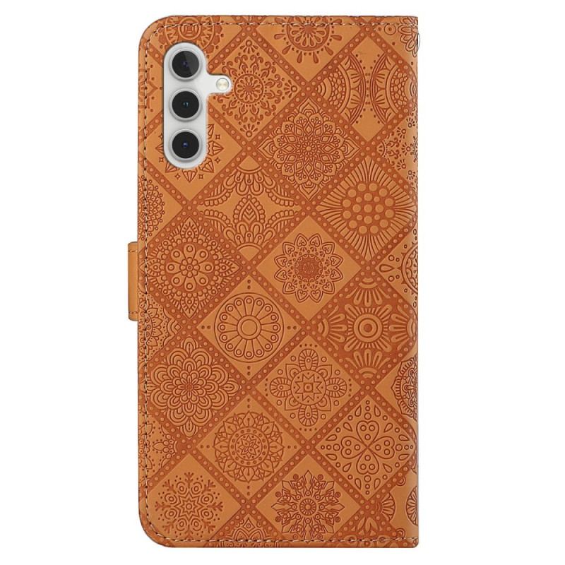 Capa Em Pele Para Samsung Galaxy A54 5G Padrões Florais