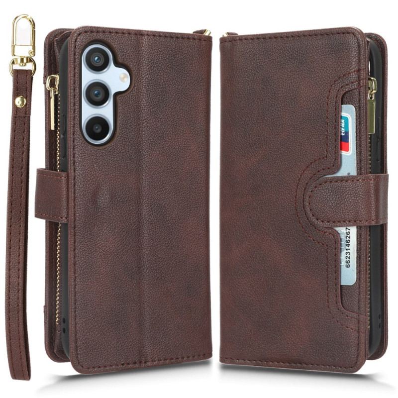 Capa Em Pele Para Samsung Galaxy A54 5G Capa Tipo Carteira Carteira Com Cordão