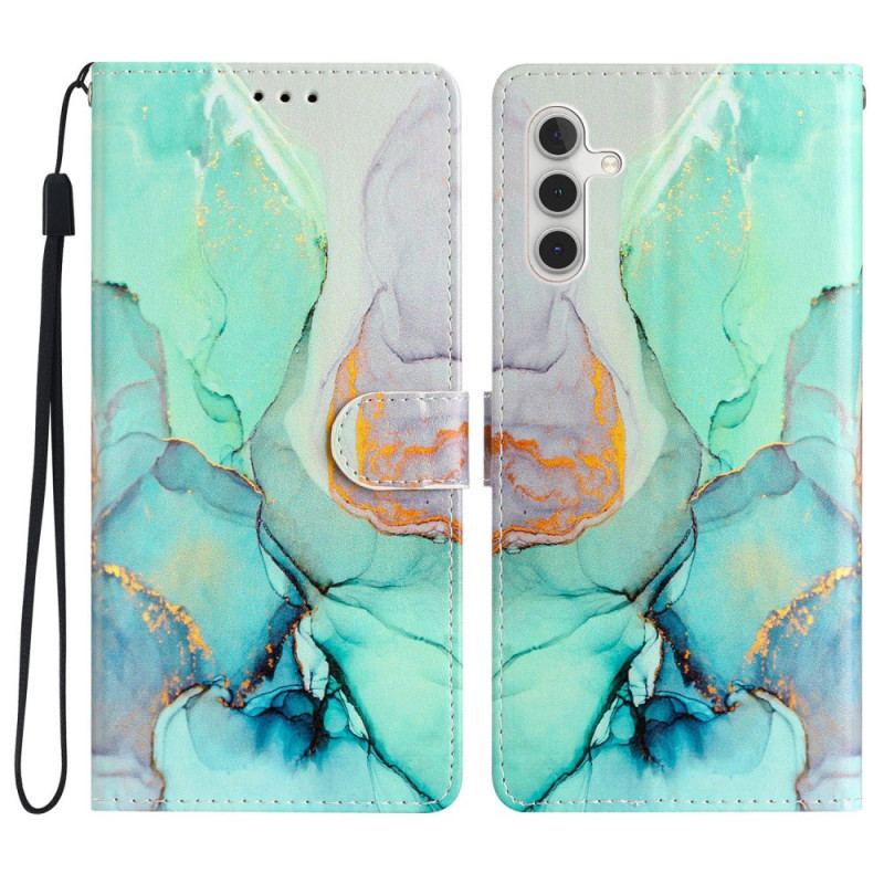 Capa Flip Para Samsung Galaxy A54 5G De Cordão Alça Marmorizada