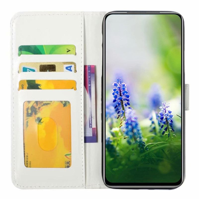 Capa Flip Para Samsung Galaxy A54 5G De Cordão Alça Marmorizada