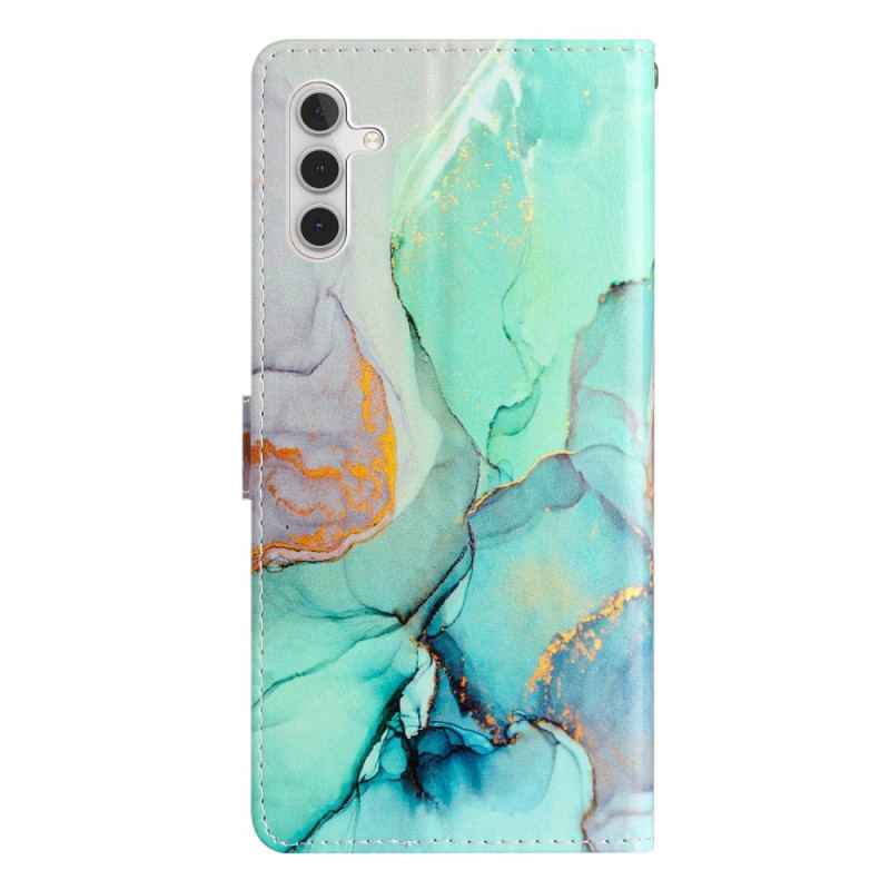 Capa Flip Para Samsung Galaxy A54 5G De Cordão Alça Marmorizada