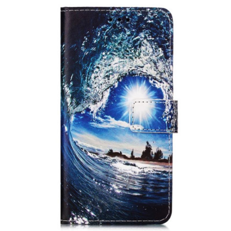 Capa Flip Para Samsung Galaxy A54 5G De Cordão Ame A Onda Da Tanga