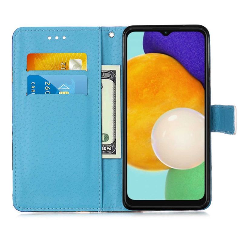 Capa Flip Para Samsung Galaxy A54 5G De Cordão Ame A Onda Da Tanga