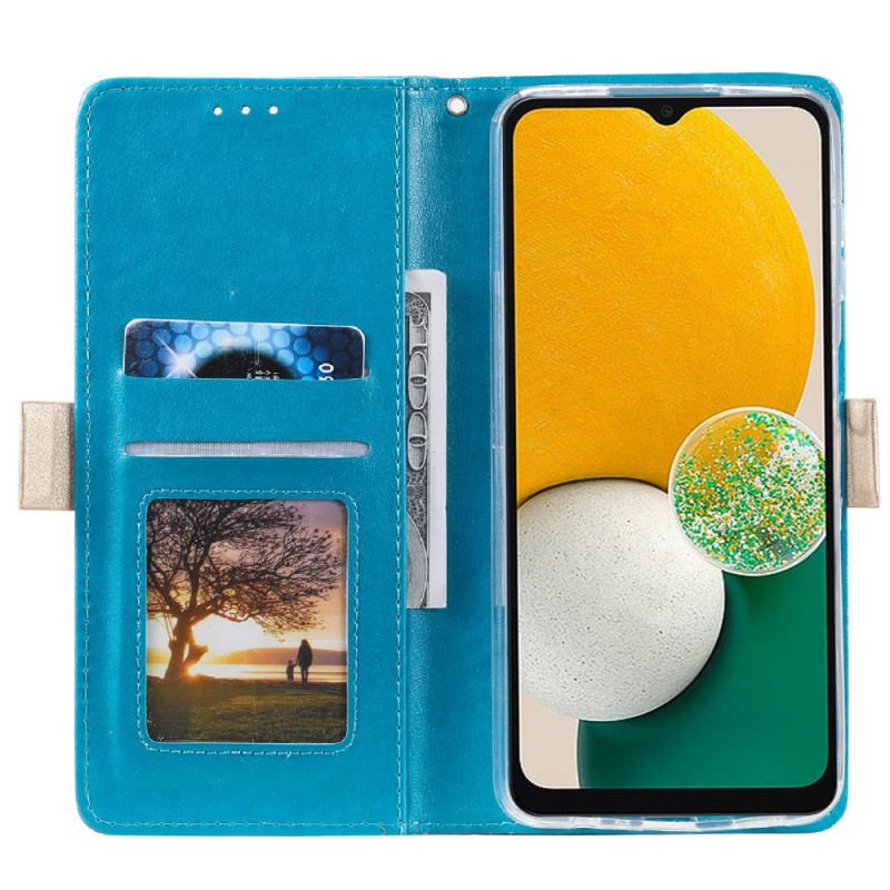 Capa Flip Para Samsung Galaxy A54 5G De Cordão Bolsa De Moedas Com Alça De Renda