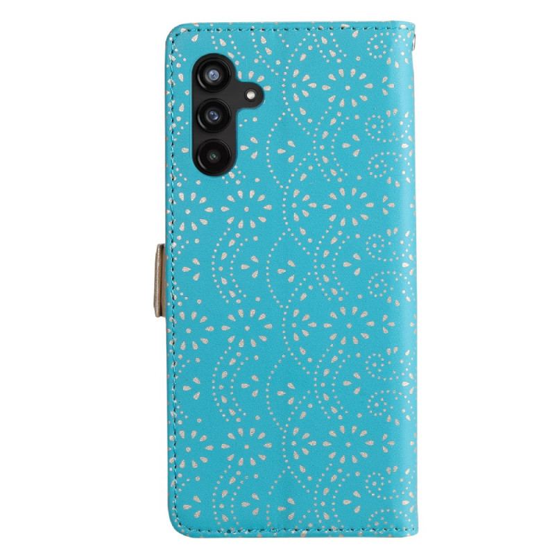 Capa Flip Para Samsung Galaxy A54 5G De Cordão Bolsa De Moedas Com Alça De Renda