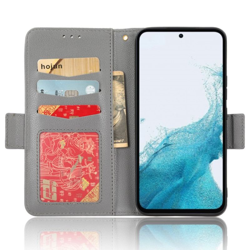 Capa Flip Para Samsung Galaxy A54 5G De Cordão Estilo De Couro Com Tiras