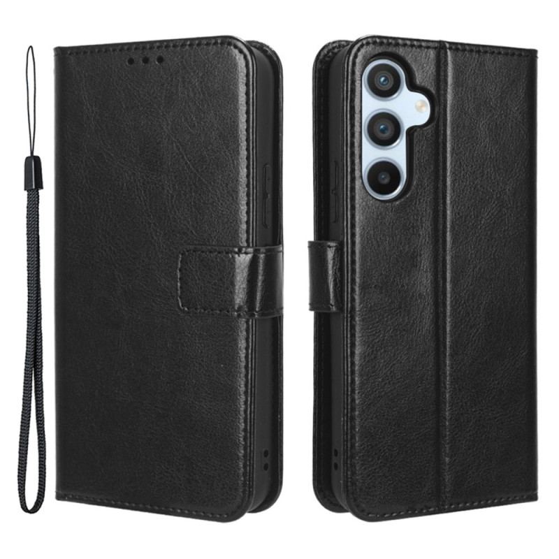 Capa Flip Para Samsung Galaxy A54 5G De Cordão Estilo De Couro Com Tiras