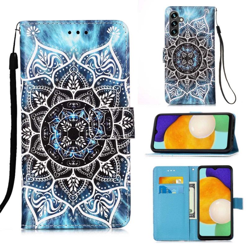 Capa Flip Para Samsung Galaxy A54 5G De Cordão Mandala Strappy