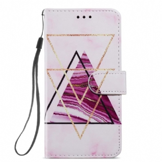 Capa Flip Para Samsung Galaxy A54 5G De Cordão Mármore Estilo Strappy