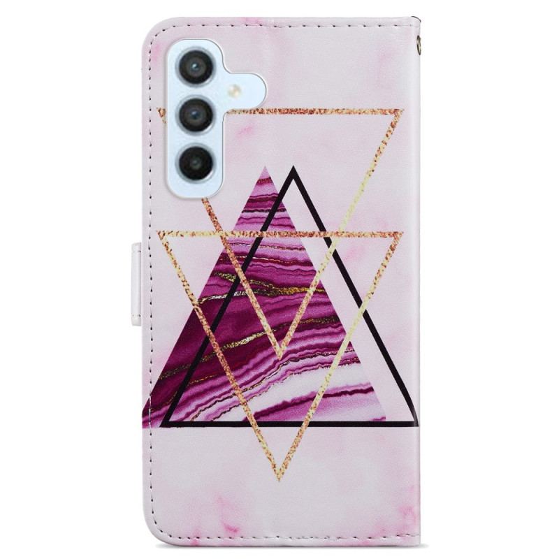 Capa Flip Para Samsung Galaxy A54 5G De Cordão Mármore Estilo Strappy