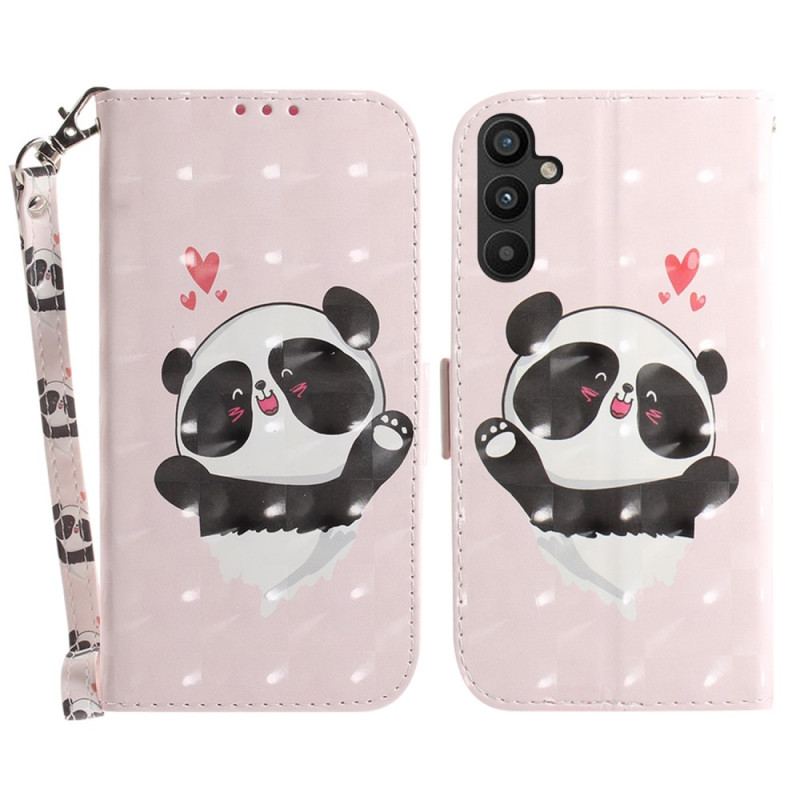 Capa Flip Para Samsung Galaxy A54 5G De Cordão Panda Love Com Cordão