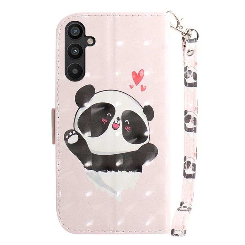 Capa Flip Para Samsung Galaxy A54 5G De Cordão Panda Love Com Cordão