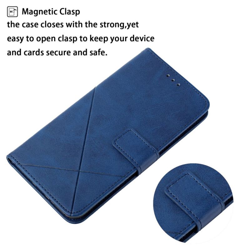 Capa Flip Para Samsung Galaxy A54 5G Estilo Linhas De Couro